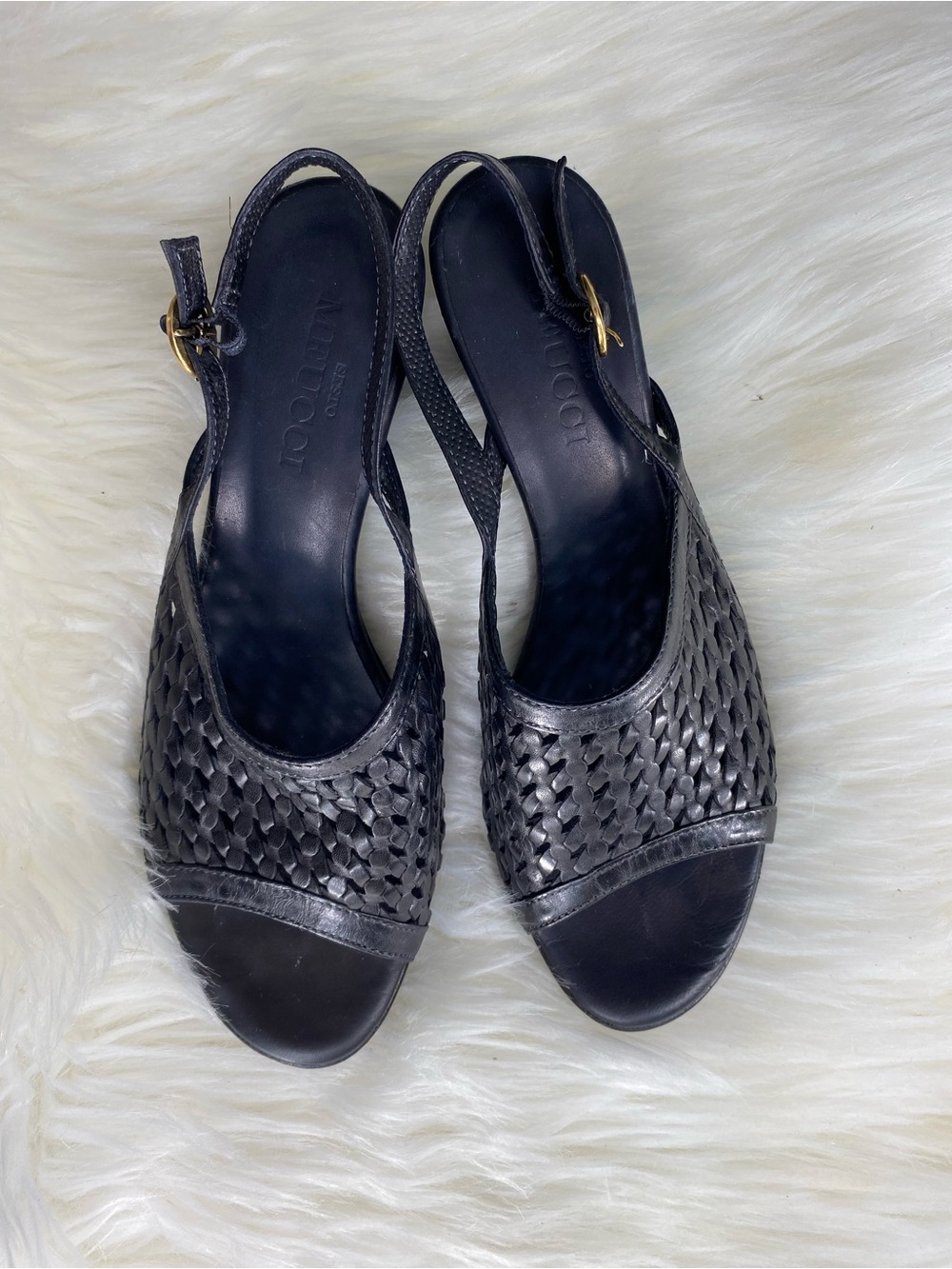 ‼️Made in Italy Sesto Meucci Black Woven Leather sandals